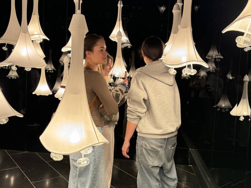 COPC students seen with lanterns during their Madrid visit.