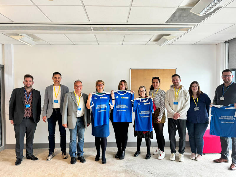 Staff from the Sophie Scholl Vocational College in Germany are seen with their English counterparts at City of Portsmouth College.