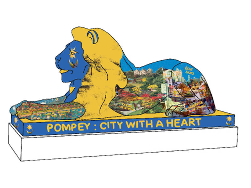 A mock-up design of a painted lion by graphics teacher Conor Clements