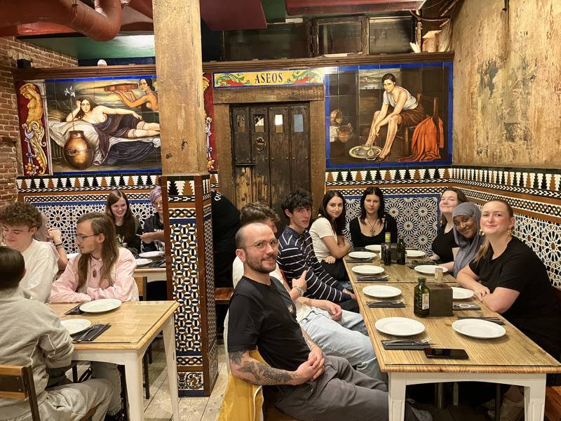 COPC students at a famous tapas restaurant during their four-day visit to Madrid.