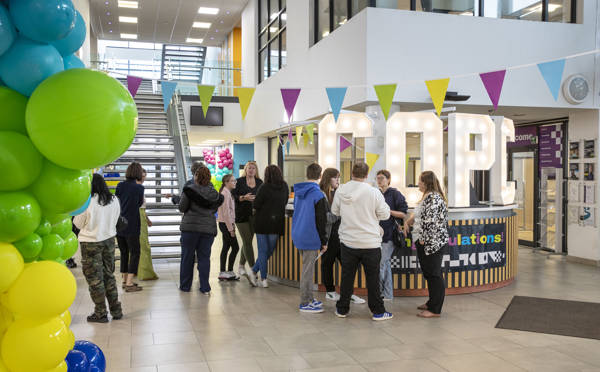 Highbury Campus reception on Level 2 results day