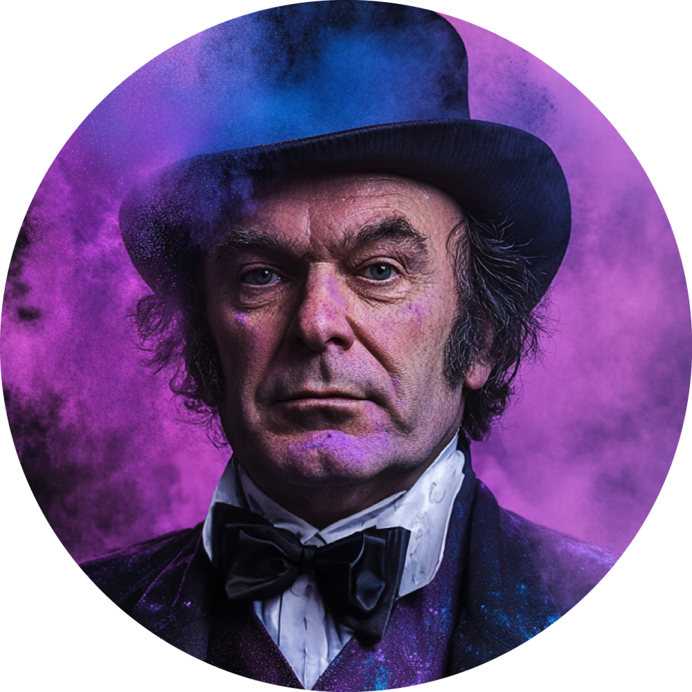 Isambard Brunel stylised with colourful powder smoke