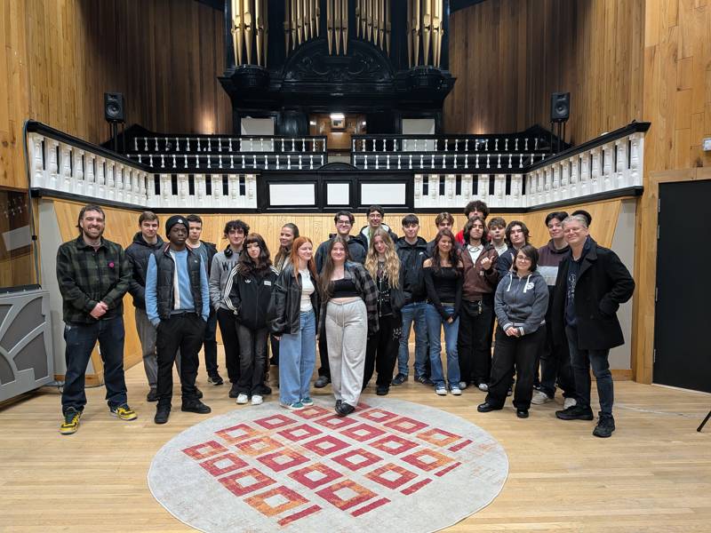 City of Portsmouth College students in the hallowed rooms of Abbey Road studios