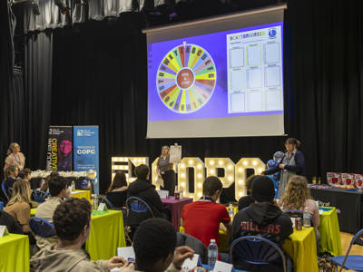 Teams learning about the Scattergories challenge at the FE English Challenge