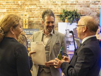 COPC Principal and CEO Katy Quinn, left, Deputy Principal Matt Phelps, centre, and guest.