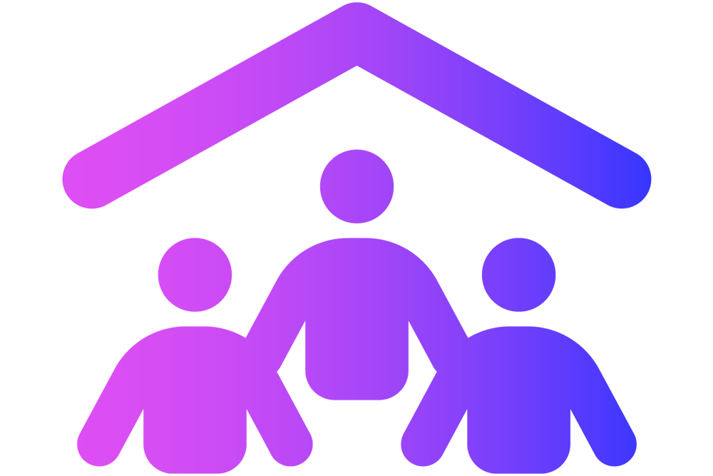 A people inside a house icon